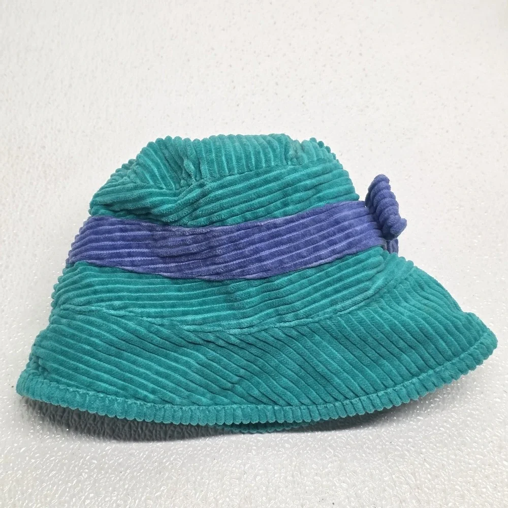Gymboree Kids Medium/Large Blue Green Turquoise Corduroy Blue Bow Bucket Hat